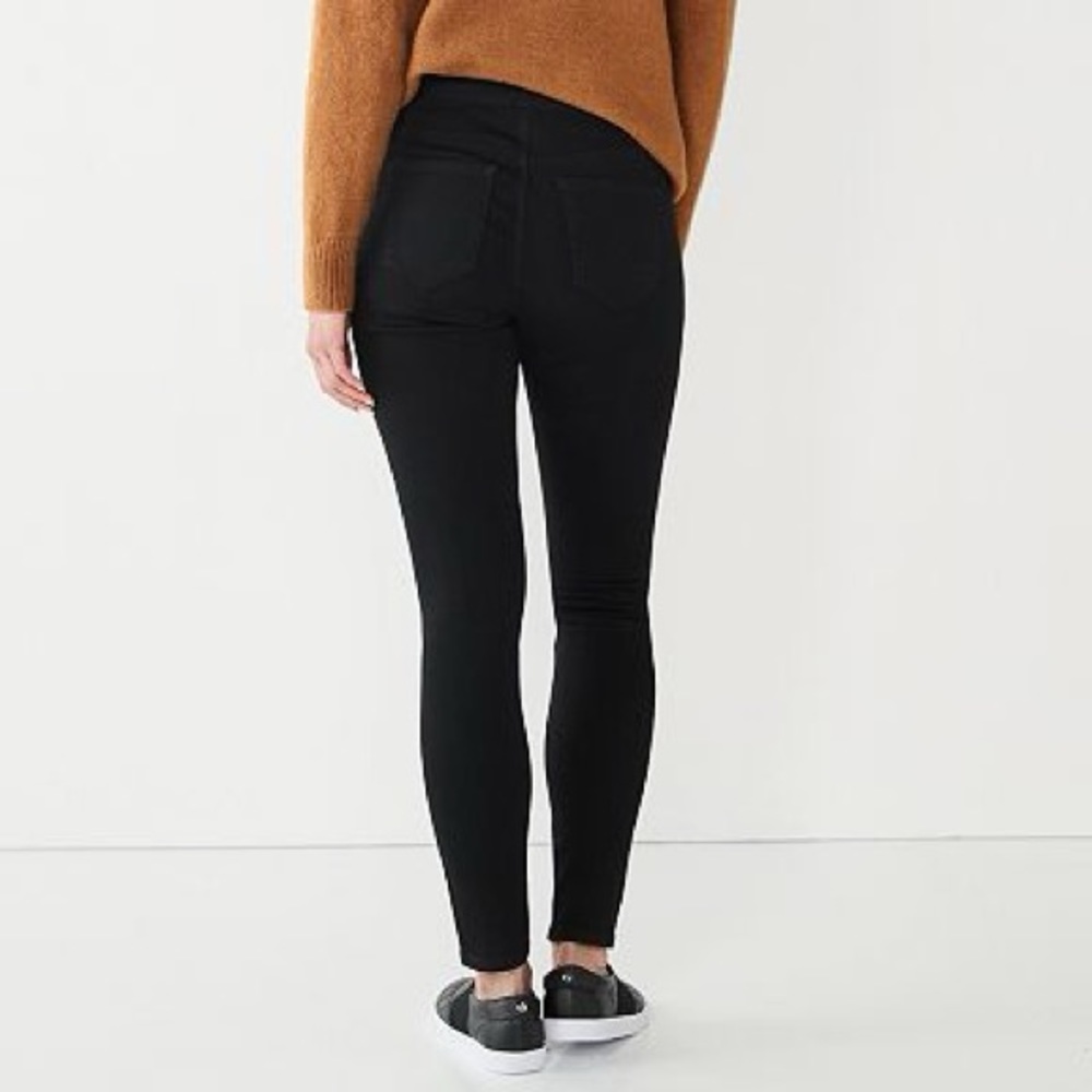 Nine West Black size 10 pull on skinny pants stretchy high rise wide waistband
